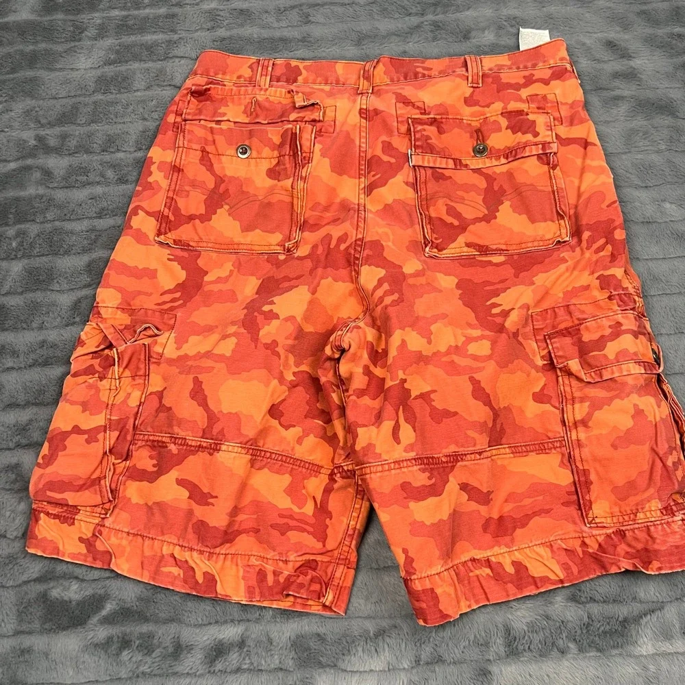 Levis Mens Orange Camo Cargo Shorts Size 40 Cotton Utility Streetwear Camouflage